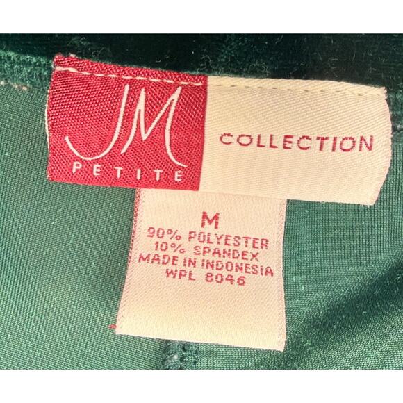 JM Collection Velour Pants Size M Comfy Long Green Wide Leg Velvet Slacks - Picture 4 of 7